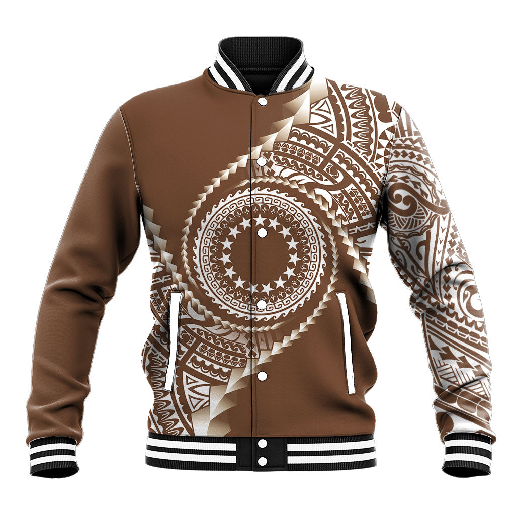 Cook Islands Gospel Day Baseball Jacket Brown Tribal Curves LT05 Unisex Brown - Polynesian Pride