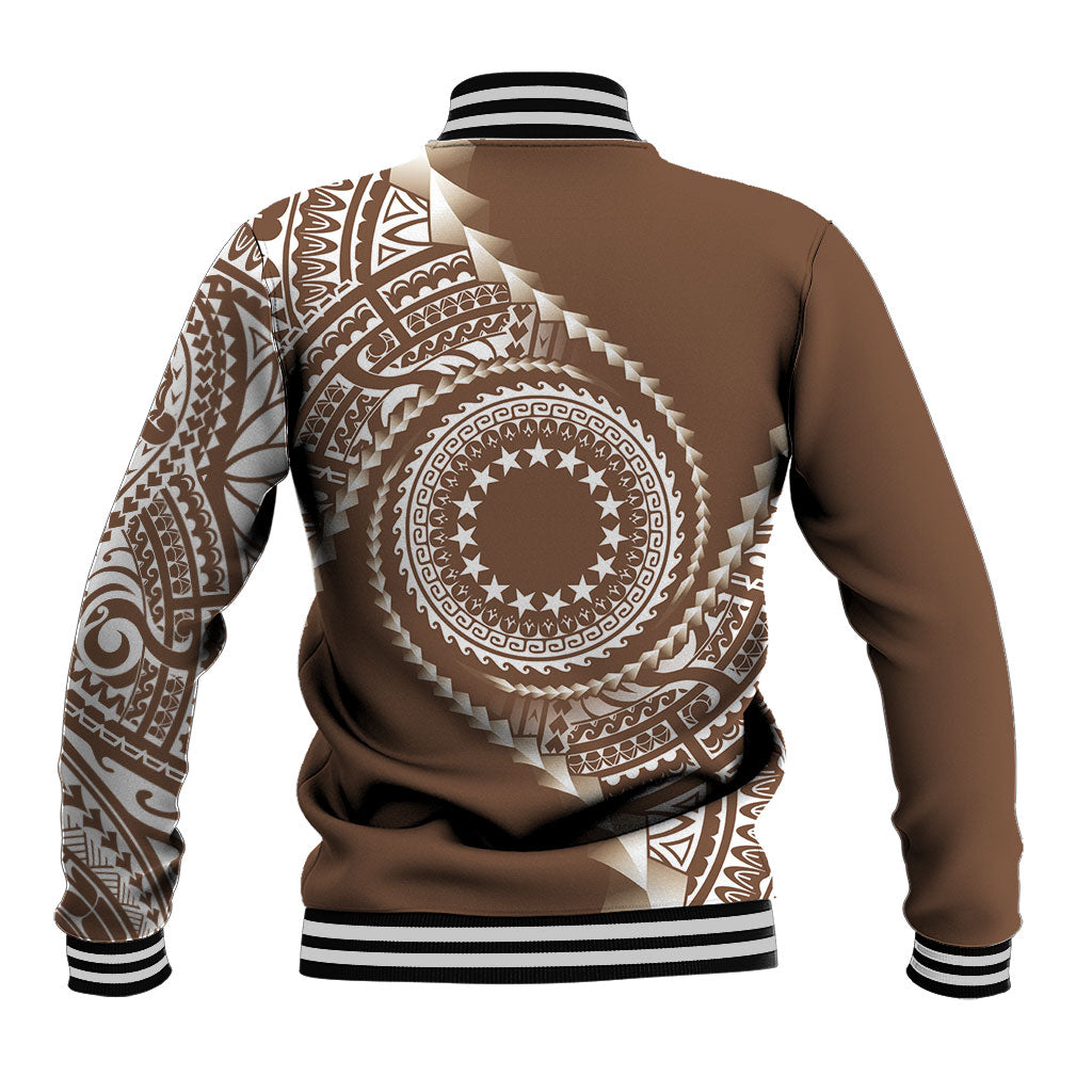 Cook Islands Gospel Day Baseball Jacket Brown Tribal Curves LT05 - Polynesian Pride