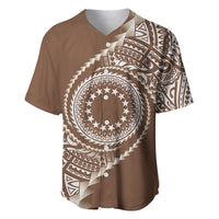 Cook Islands Gospel Day Baseball Jersey Brown Tribal Curves