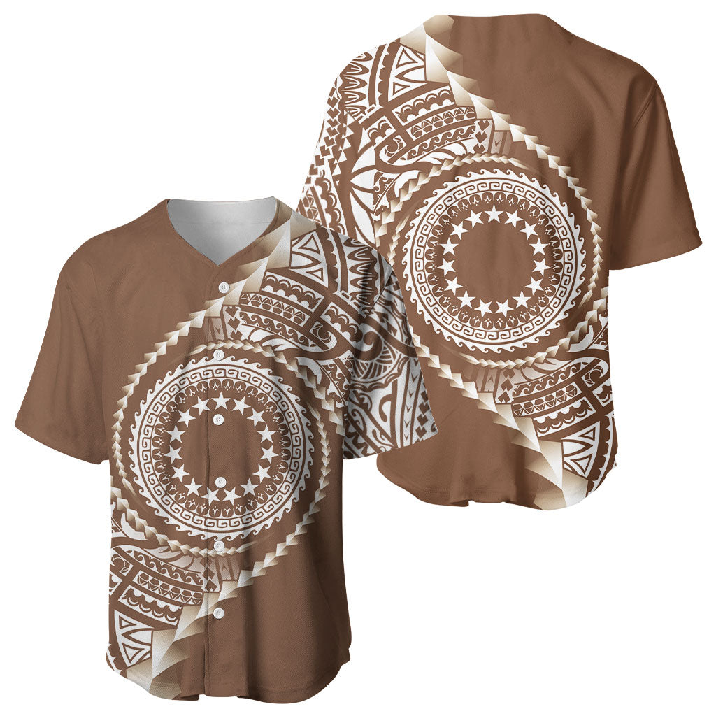 Cook Islands Gospel Day Baseball Jersey Brown Tribal Curves