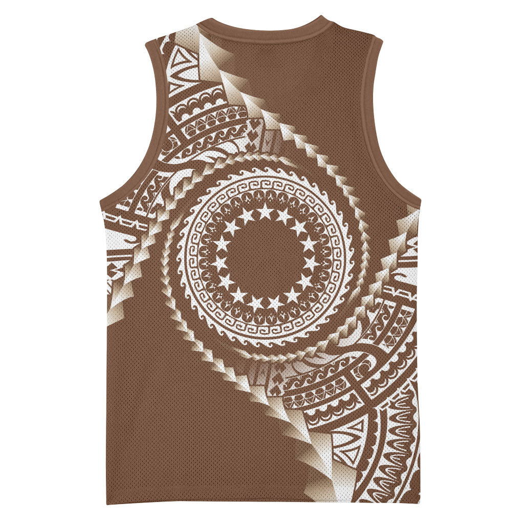 Cook Islands Gospel Day Basketball Jersey Brown Tribal Curves