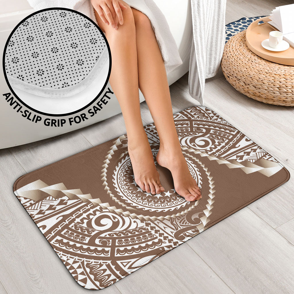 Cook Islands Gospel Day Bathroom Set Brown Tribal Curves