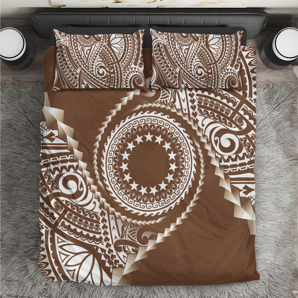 Cook Islands Gospel Day Bedding Set Brown Tribal Curves LT05 Brown - Polynesian Pride