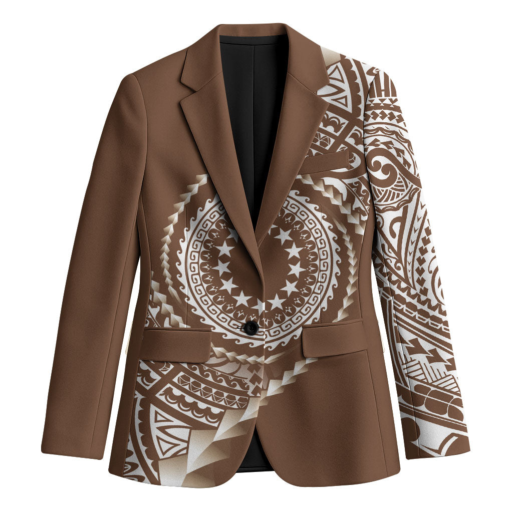 Cook Islands Gospel Day Blazer Brown Tribal Curves LT05 Unisex Brown - Polynesian Pride