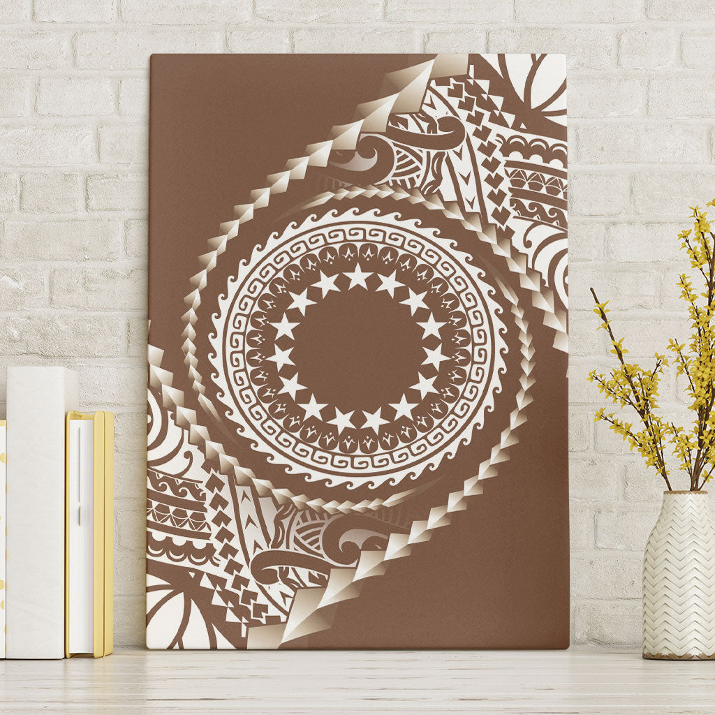 Cook Islands Gospel Day Canvas Wall Art Brown Tribal Curves LT05 Without Frame Brown - Polynesian Pride
