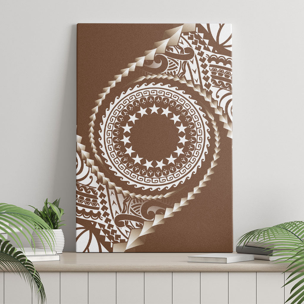 Cook Islands Gospel Day Canvas Wall Art Brown Tribal Curves