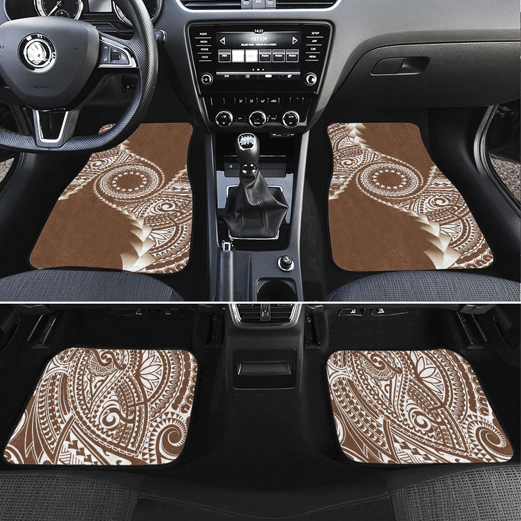 Cook Islands Gospel Day Car Mats Brown Tribal Curves LT05 Set 4pcs Brown - Polynesian Pride