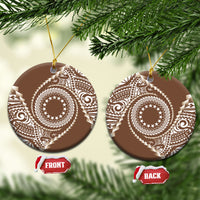 Cook Islands Gospel Day Ceramic Ornament Brown Tribal Curves LT05 Circle Brown - Polynesian Pride