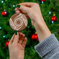 Cook Islands Gospel Day Ceramic Ornament Brown Tribal Curves LT05 - Polynesian Pride