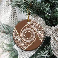 Cook Islands Gospel Day Ceramic Ornament Brown Tribal Curves LT05 - Polynesian Pride