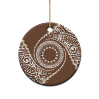 Cook Islands Gospel Day Ceramic Ornament Brown Tribal Curves LT05 - Polynesian Pride