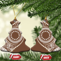 Cook Islands Gospel Day Ceramic Ornament Brown Tribal Curves LT05 Christmas Tree Brown - Polynesian Pride
