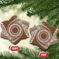 Cook Islands Gospel Day Ceramic Ornament Brown Tribal Curves LT05 Snow Flake Brown - Polynesian Pride