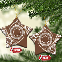 Cook Islands Gospel Day Ceramic Ornament Brown Tribal Curves LT05 Star Brown - Polynesian Pride