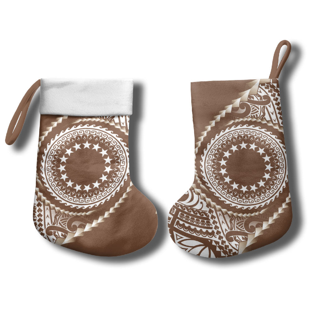 Cook Islands Gospel Day Christmas Stocking Brown Tribal Curves LT05 - Polynesian Pride