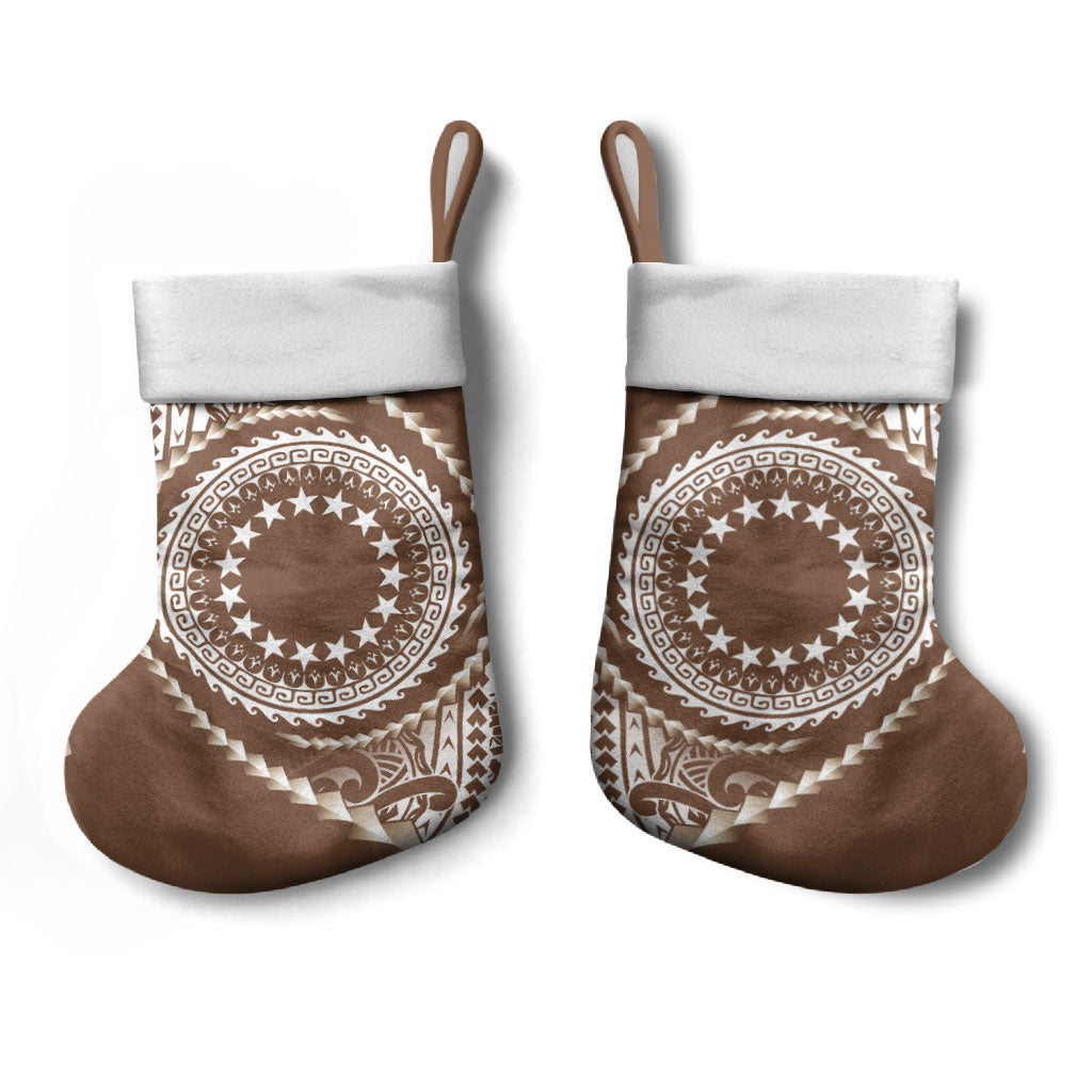 Cook Islands Gospel Day Christmas Stocking Brown Tribal Curves LT05 - Polynesian Pride