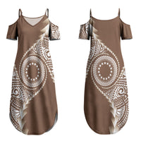 Cook Islands Gospel Day Couples Matching Summer Maxi Dress and Hawaiian Shirt Brown Tribal Curves