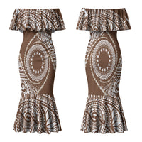 Cook Islands Gospel Day Family Matching Mermaid Dress and Hawaiian Shirt Brown Tribal Curves