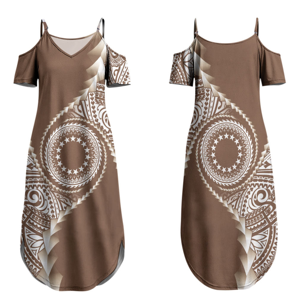 Cook Islands Gospel Day Family Matching Summer Maxi Dress and Hawaiian Shirt Brown Tribal Curves