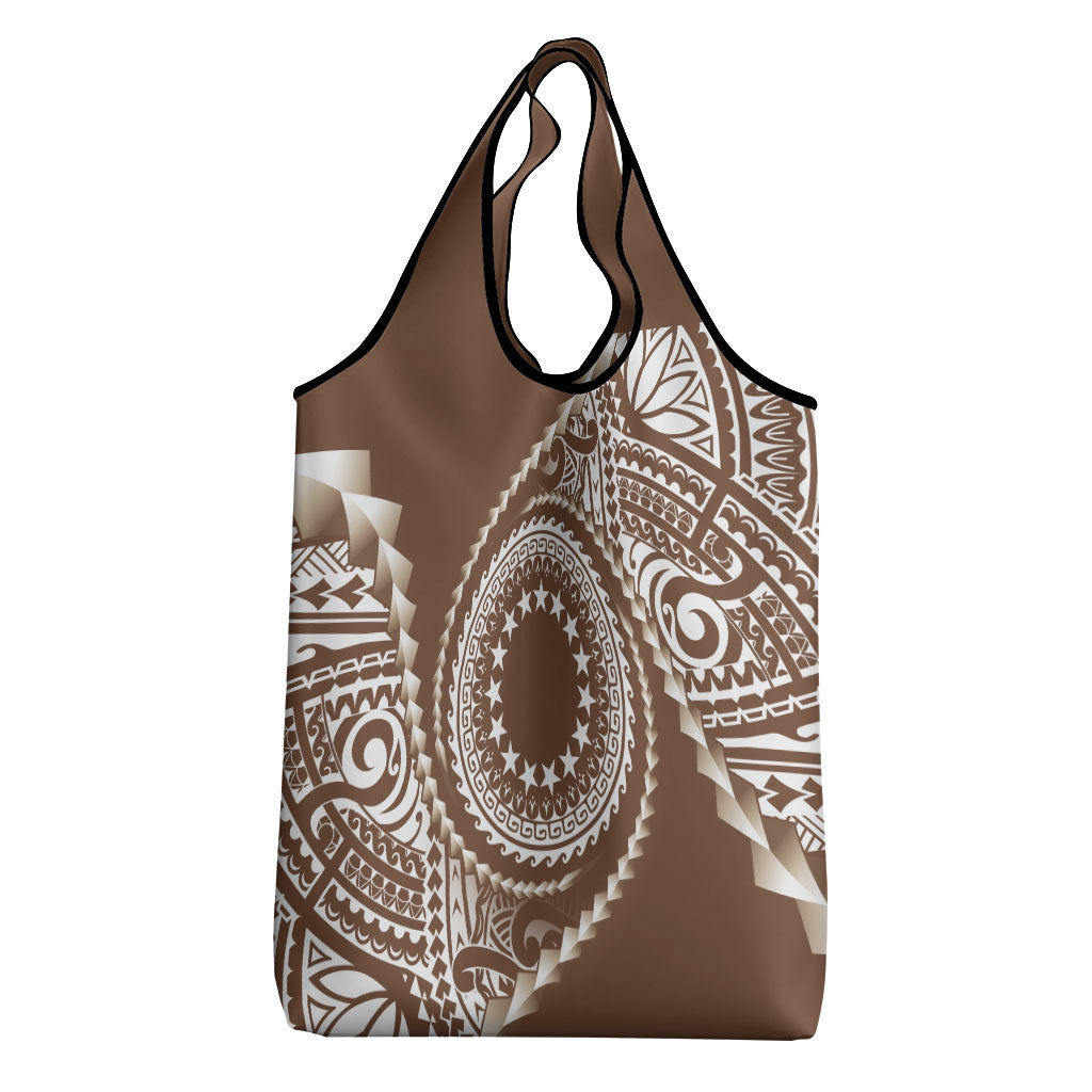 Cook Islands Gospel Day Grocery Bag Brown Tribal Curves