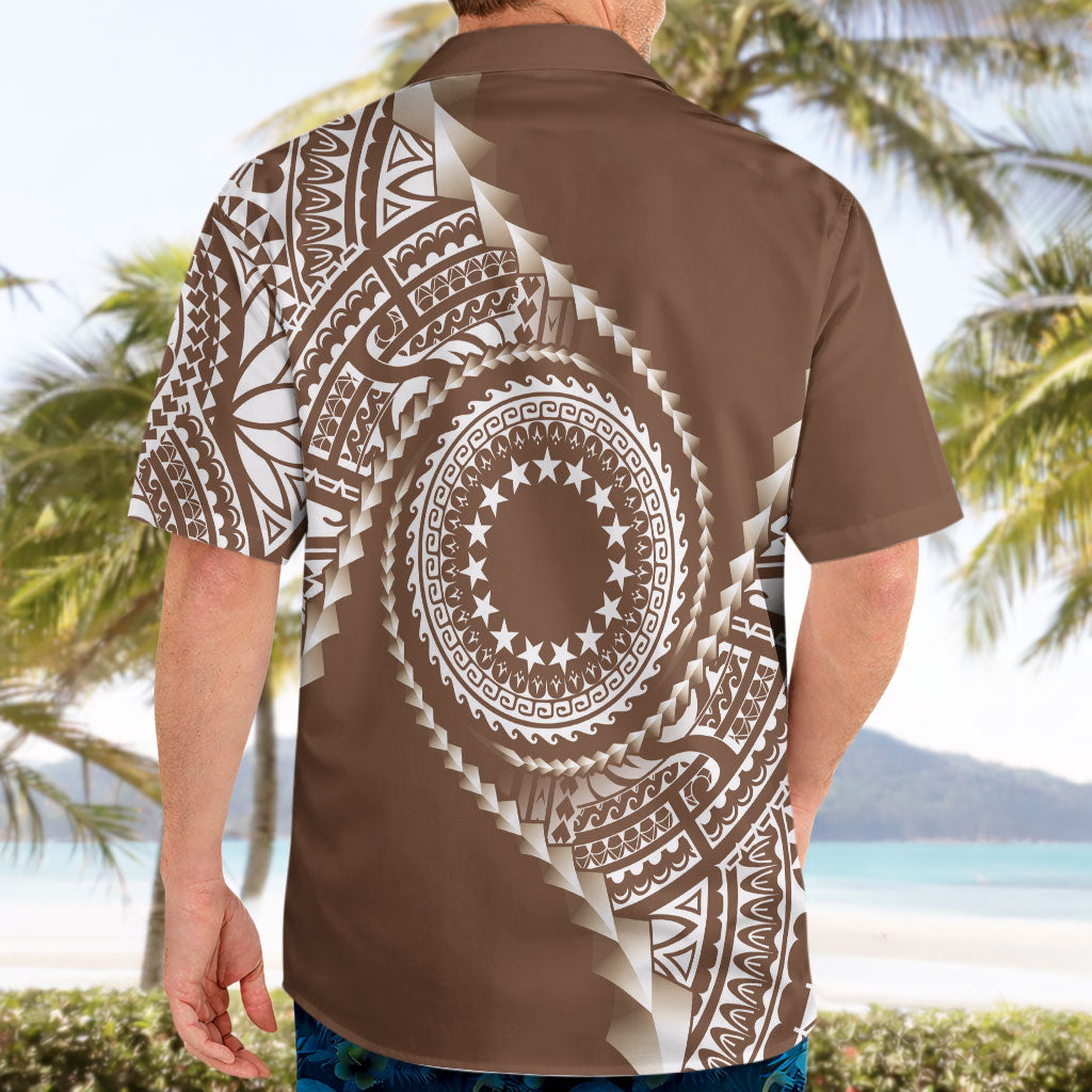 Cook Islands Gospel Day Hawaiian Shirt Brown Tribal Curves