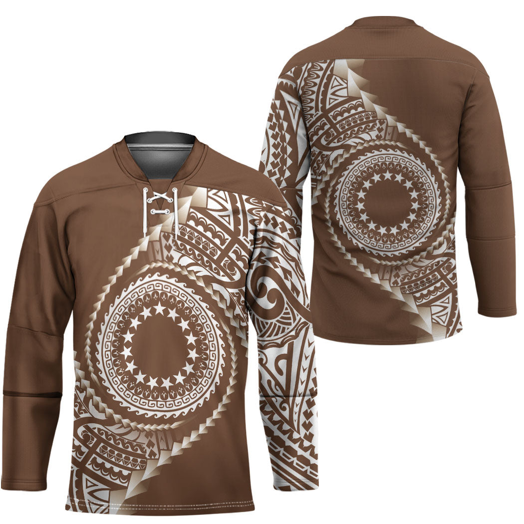 Cook Islands Gospel Day Hockey Jersey Brown Tribal Curves