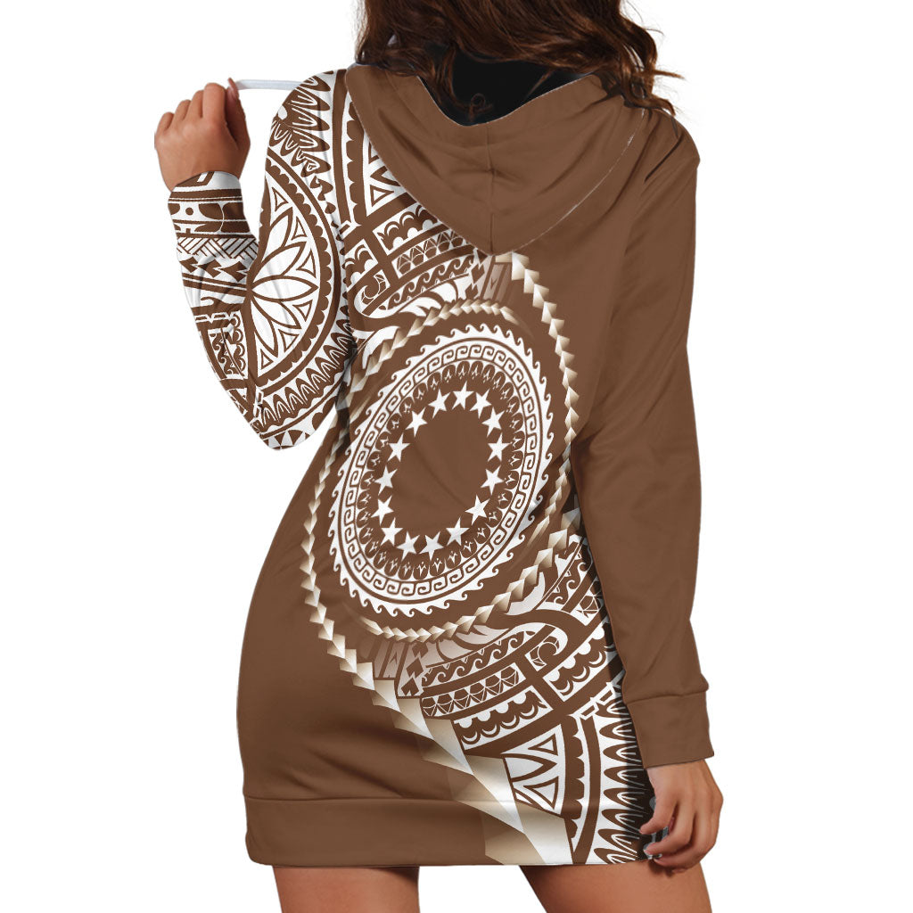 Cook Islands Gospel Day Hoodie Dress Brown Tribal Curves
