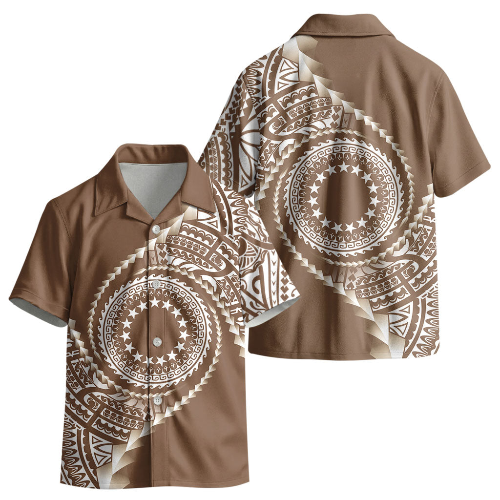 Cook Islands Gospel Day Kid Hawaiian Shirt Brown Tribal Curves