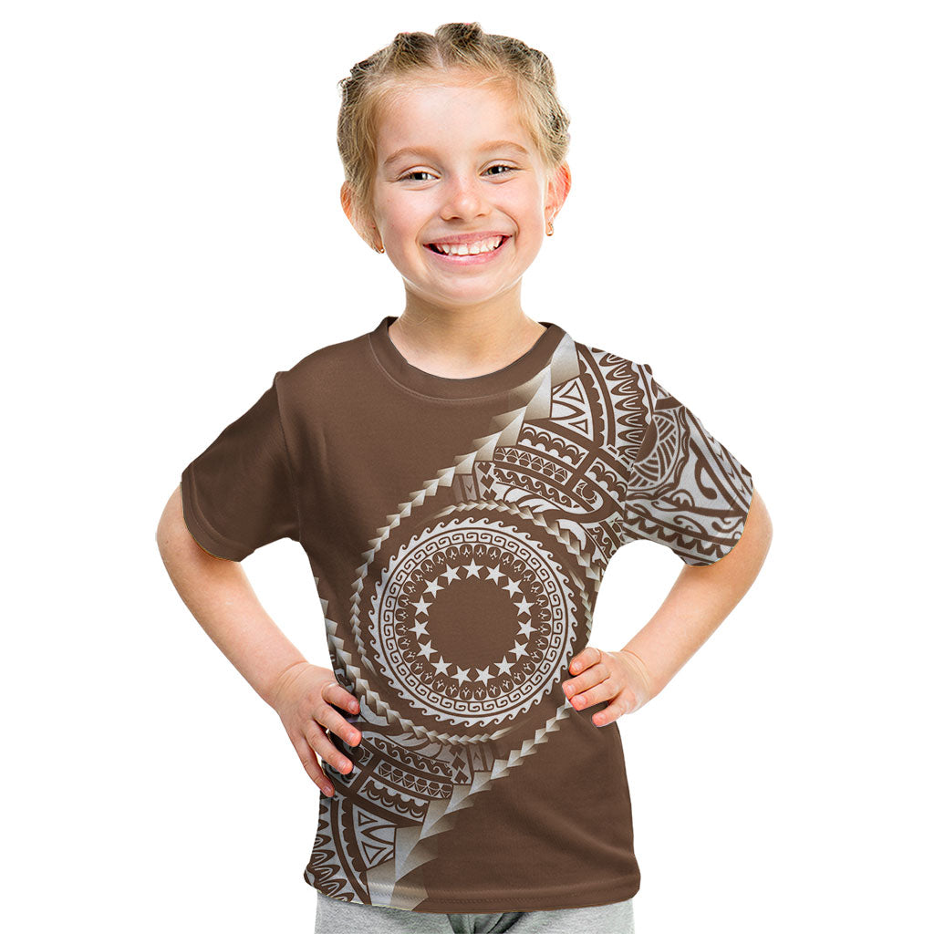 Cook Islands Gospel Day Kid T Shirt Brown Tribal Curves LT05 Brown - Polynesian Pride