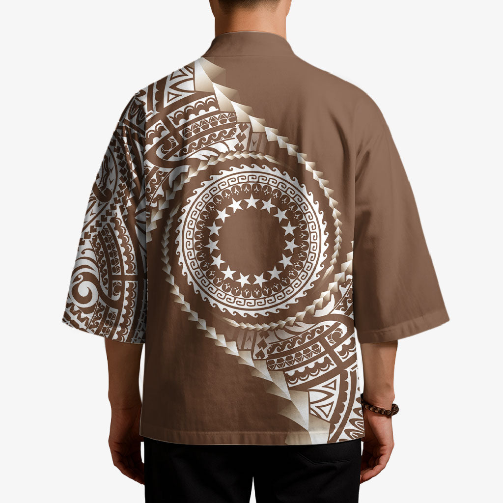 Cook Islands Gospel Day Kimono Brown Tribal Curves