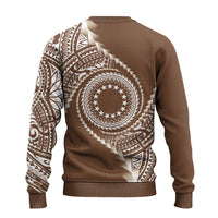 Cook Islands Gospel Day Ugly Christmas Sweater Brown Tribal Curves LT05 - Polynesian Pride