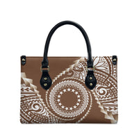Cook Islands Gospel Day Leather Bag Brown Tribal Curves