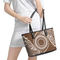 Cook Islands Gospel Day Leather Tote Bag Brown Tribal Curves