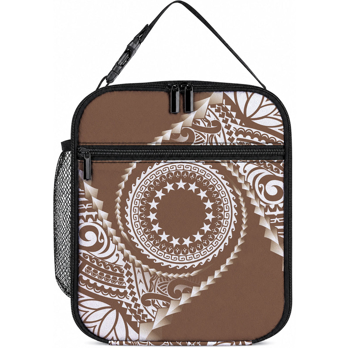 Cook Islands Gospel Day Lunch Bag Brown Tribal Curves
