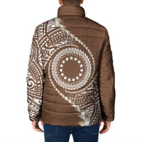 Cook Islands Gospel Day Padded Jacket Brown Tribal Curves