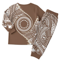 Cook Islands Gospel Day Christmas Pajama Set Brown Tribal Curves LT05 - Polynesian Pride