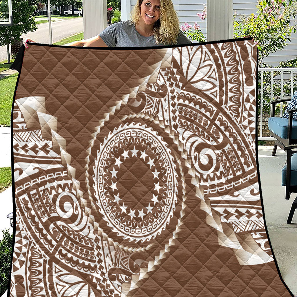 Cook Islands Gospel Day Quilt Brown Tribal Curves