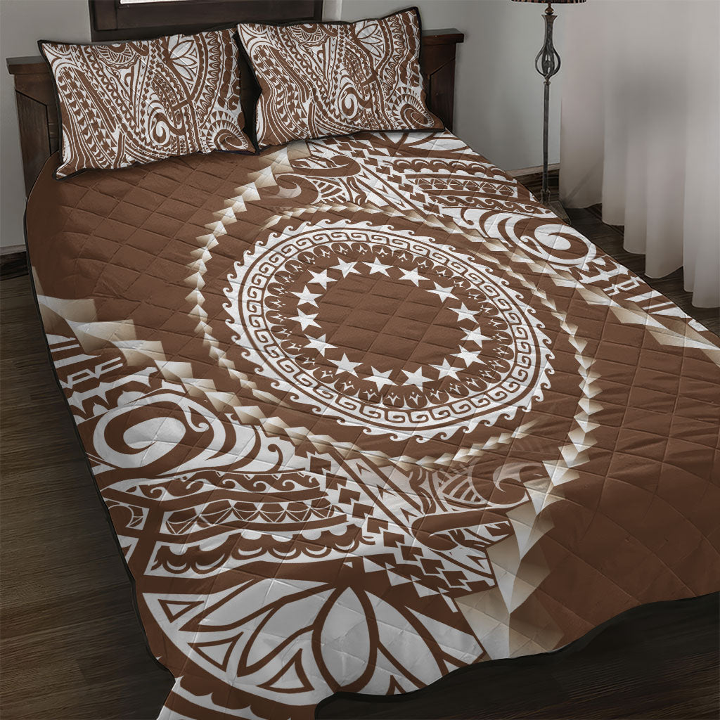 Cook Islands Gospel Day Quilt Bed Set Brown Tribal Curves