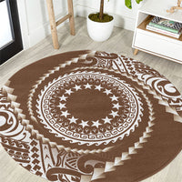 Cook Islands Gospel Day Round Carpet Brown Tribal Curves