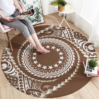 Cook Islands Gospel Day Round Carpet Brown Tribal Curves