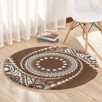 Cook Islands Gospel Day Round Carpet Brown Tribal Curves