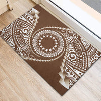 Cook Islands Gospel Day Rubber Doormat Brown Tribal Curves