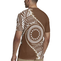 Cook Islands Gospel Day Rugby Jersey Brown Tribal Curves