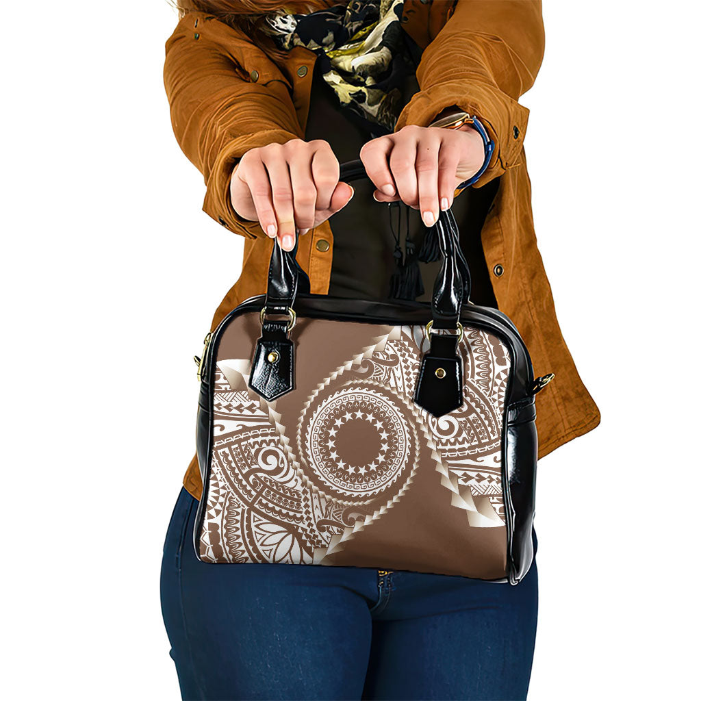 Cook Islands Gospel Day Shoulder Handbag Brown Tribal Curves