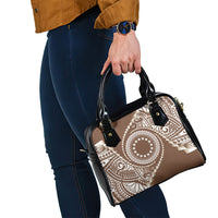 Cook Islands Gospel Day Shoulder Handbag Brown Tribal Curves