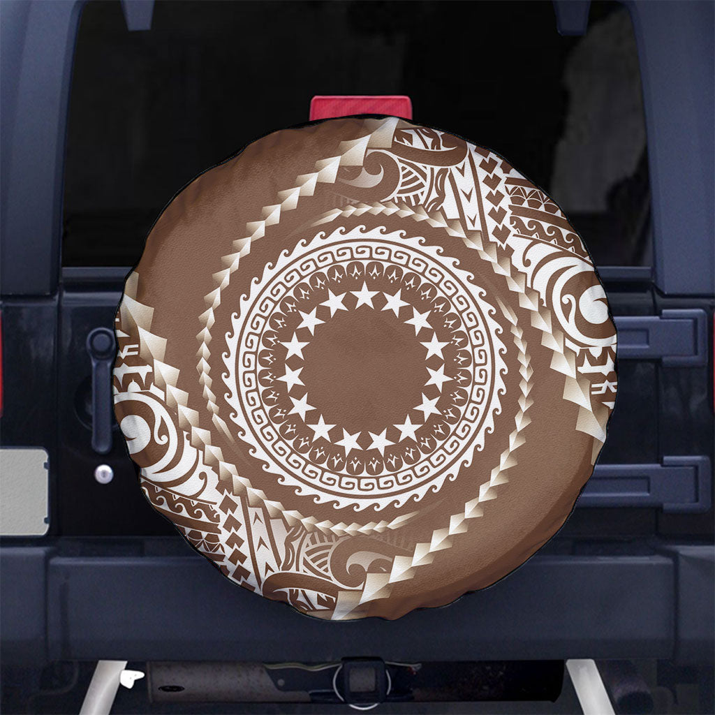Cook Islands Gospel Day Spare Tire Cover Brown Tribal Curves LT05 No hole Brown - Polynesian Pride