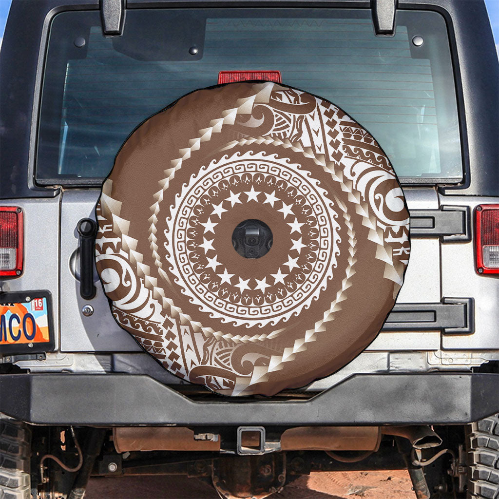 Cook Islands Gospel Day Spare Tire Cover Brown Tribal Curves