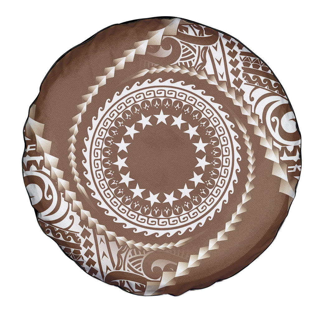 Cook Islands Gospel Day Spare Tire Cover Brown Tribal Curves