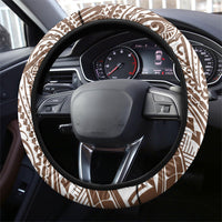 Cook Islands Gospel Day Steering Wheel Cover Brown Tribal Curves