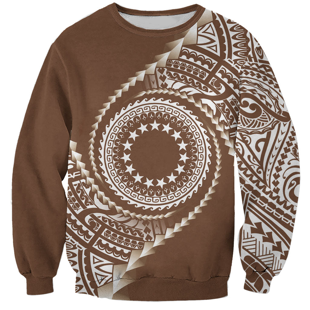 Cook Islands Gospel Day Sweatshirt Brown Tribal Curves LT05 Unisex Brown - Polynesian Pride